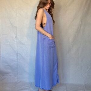 90s Vintage Nordstrom Faded Periwinkle Maxi Jumper Dress